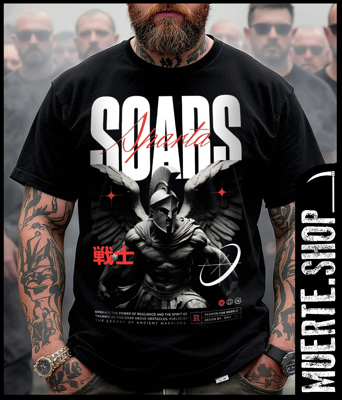 Черна тениска SPARTA SOARS с щампа Черна тениска SPARTA SOARS с щампа